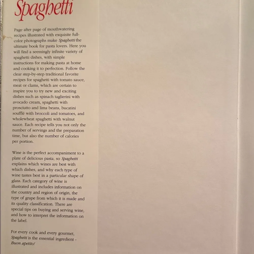 “Spaghetti” Cookbook with Wine Guide